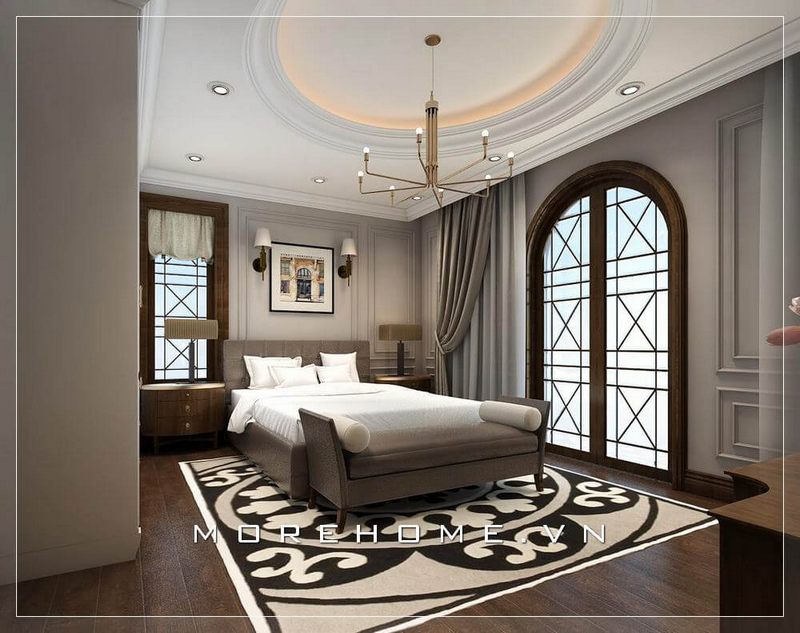 Thiết kế giường ngủ bọc da phong cách hiện đại, trẻ trung, các đường nét đơn giản, không cầu kì mang đến sự thoải mái cho gia chủ