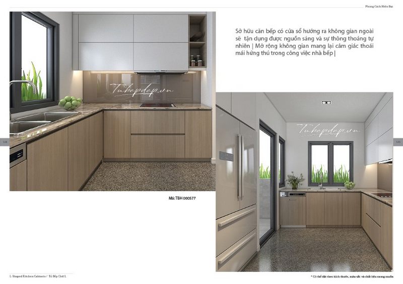 Sự gọn gàng đơn giản của cách sắp xếp nội thất tủ phòng bếp hiện đại cho không gian có diện tích nhỏ nói lên sự sáng tạo tài tình của các kiến trúc sư MoreHome